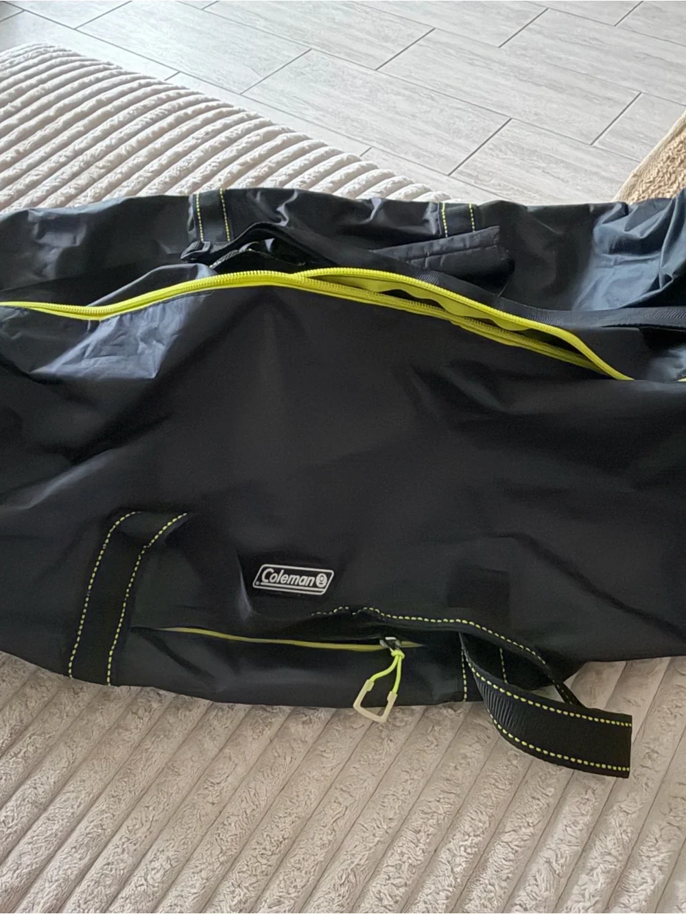 Coleman Waterproof Expedition Black Duffel with Neon Yellow Accents